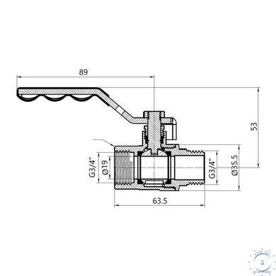 Кран кульовий Thermo Alliance Standart 3/4" ВЗ для газу (важіль) SD605NG20PN40 SD00021350 фото