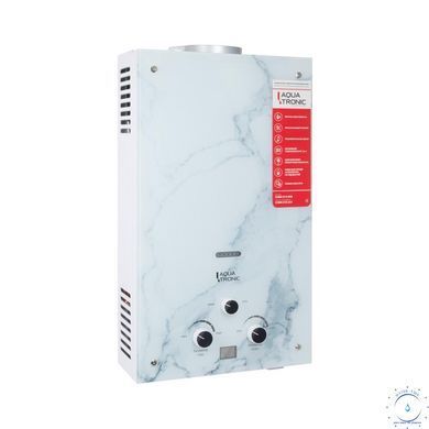 Колонка газовая дымоходная Aquatronic A21-10LMarble 10 л стеклянная панель c рисунком Мрамор SD00055230 фото
