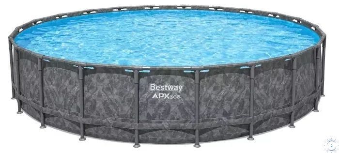 Каркасный бассейн Bestway Grey 561KE (610х132 см) с песочным фильтром, тентом и лестницей 37843 фото